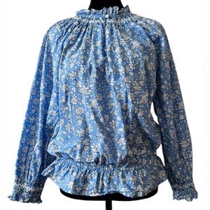 Pink City Prints Beatrice Top Cornflower Blue Lolita Print Floral Peplum Small‎